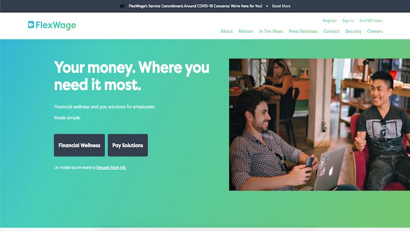 FlexWage home page