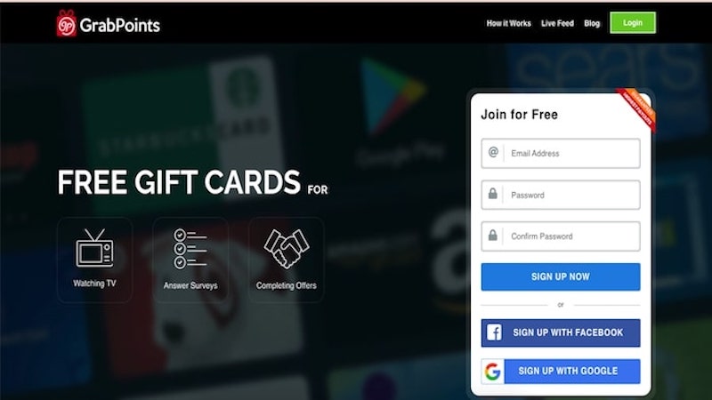 free gift cards - answer surveys -grabpoints