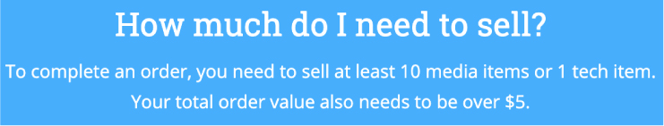 How many items you need to sell, and how much it has to total