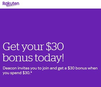 rakuten - get your $30 bonus today