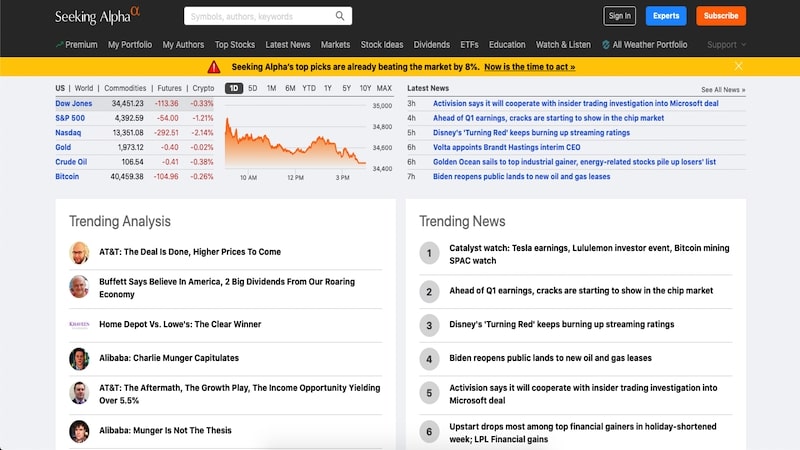  seeking alpha website