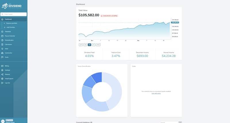 the dividend tracker dashboard